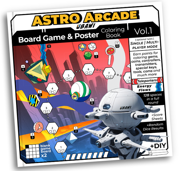 ubawi Astro Arcade: Board Game & Poster Coloring Book Vol.1-cover